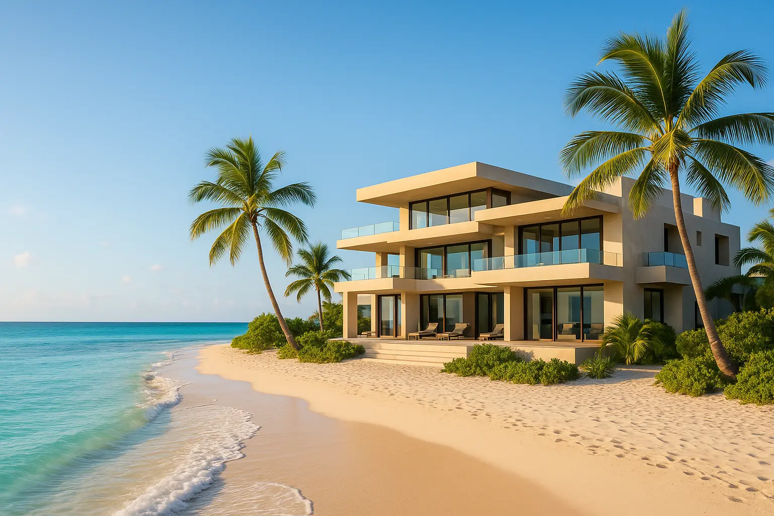 Fiscalité immobilière Mexique : Achat, détention & vente 2 Vue panoramique d'une villa de luxe face à l'océan au Mexique